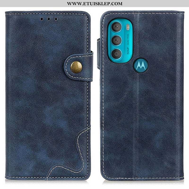 Etui Folio do Moto G71 5G Artystyczny Guzik Do Szycia